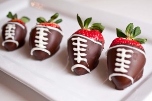 Chocolate covered football strawberries
