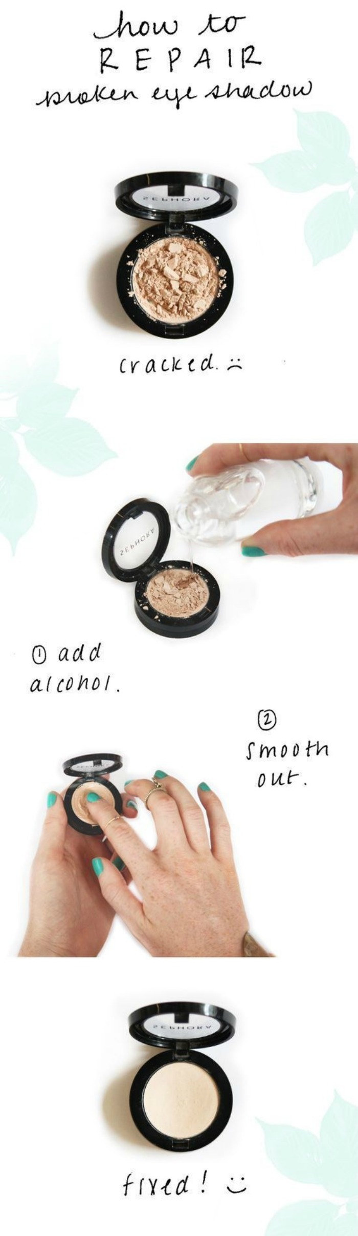 Save Broken Makeup with Rubbing Alcohol