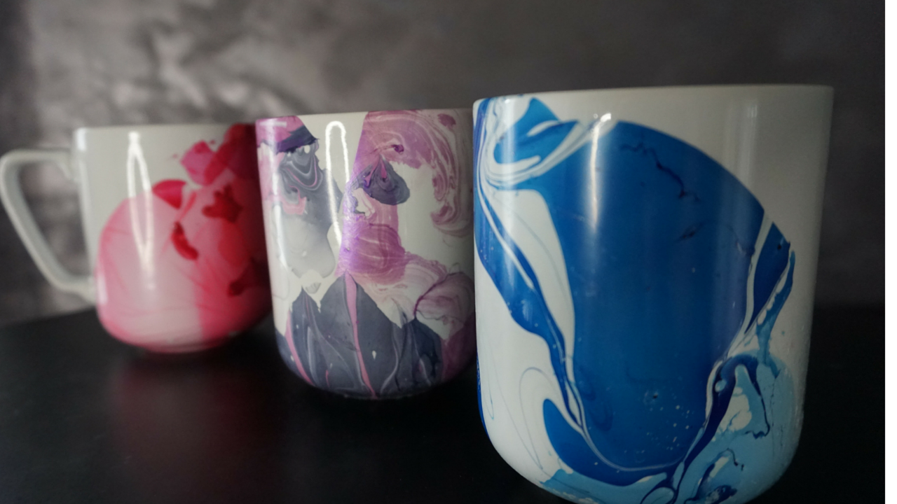 DIY water marble cups