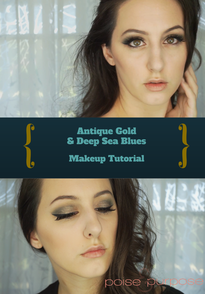antique gold and blue makeup tutorial