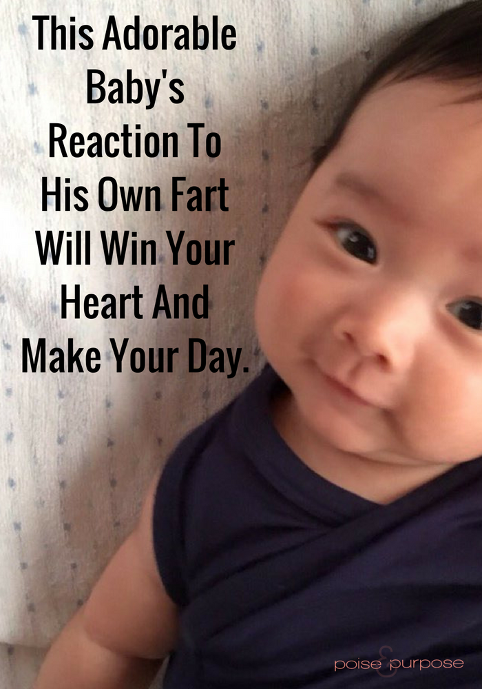 baby scares himself farting